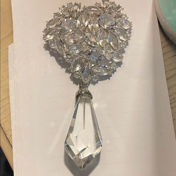 Margaret Rowe Crystal Boutonniere with Teardrop Pendant